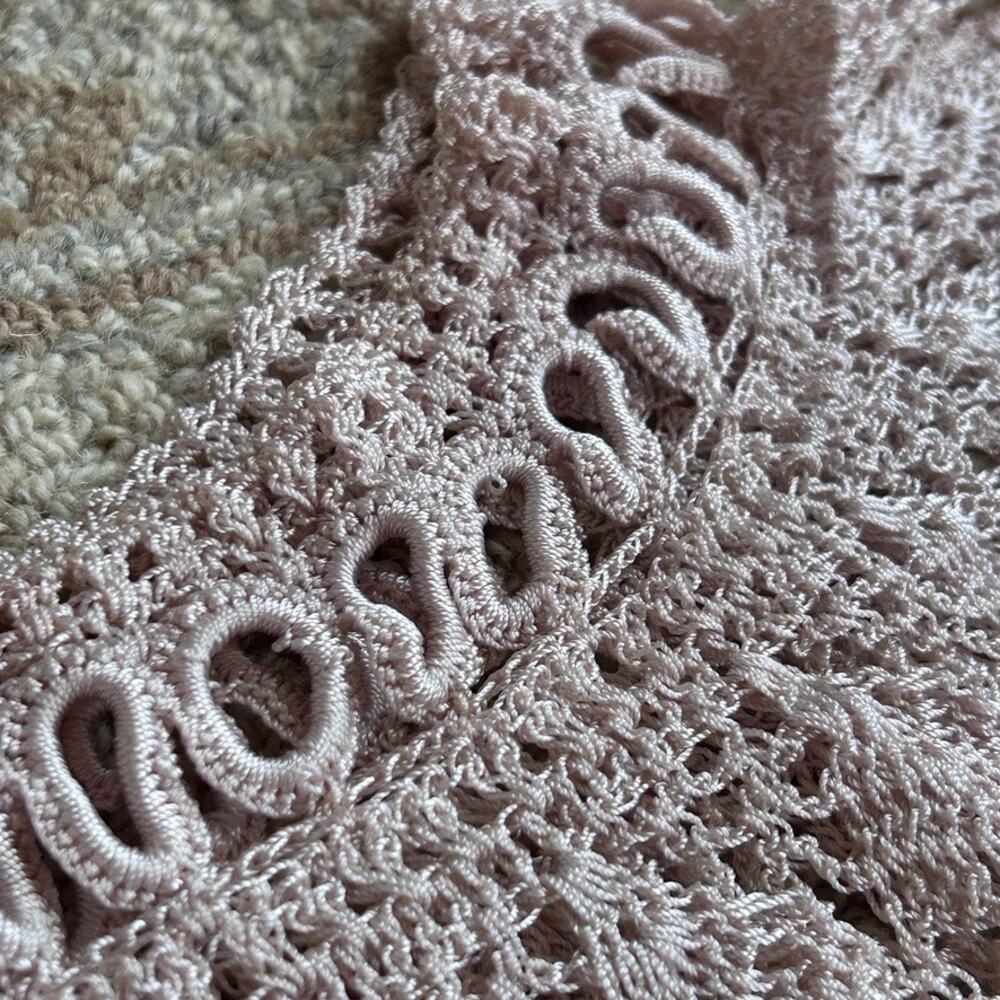 Vtg Sheer Crochet Lace Romantic Fairy Festival Layer Jagged Hem Dress Cream S - Picture 7 of 15